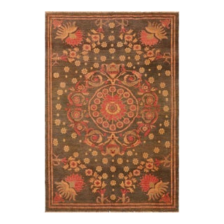1970s Vintage Tribal Low Pile Green/Green Wool Rug - 6'3" X 8'3" For Sale