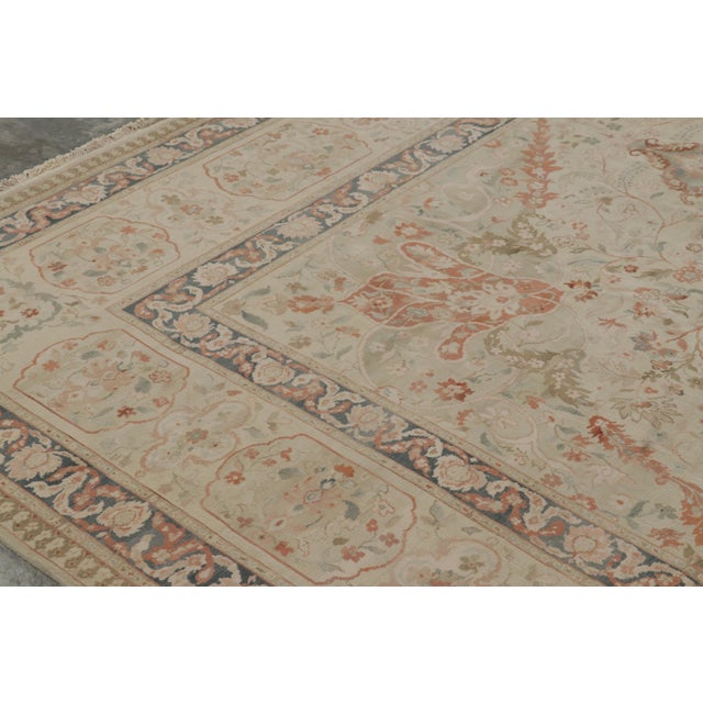 Rug & Kilim’s Tabriz Style Rug in Green and Pink Floral Patterns For Sale In New York - Image 6 of 10