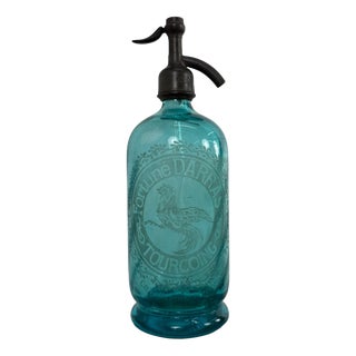 Antique French Blue Seltzer Bottle, 1890s For Sale