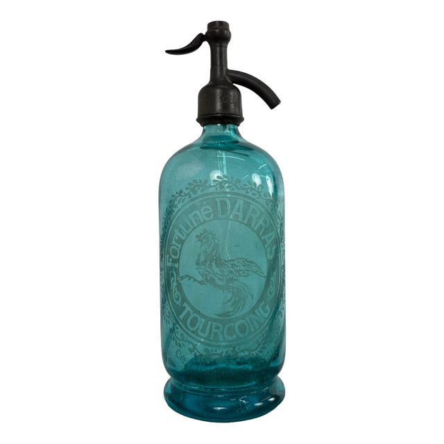 Antique French Blue Seltzer Bottle, 1890s For Sale