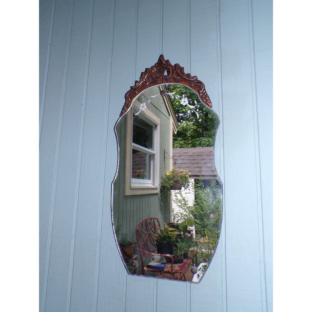 Glass Vintage Art Deco Venetian Style Etched Wall Mirror For Sale - Image 7 of 12
