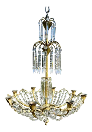 Late 19th Century 8 Arm Fountain Cut Crystal Chandelier