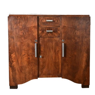 French Art Deco Mahogany & Marble Buffet For Sale