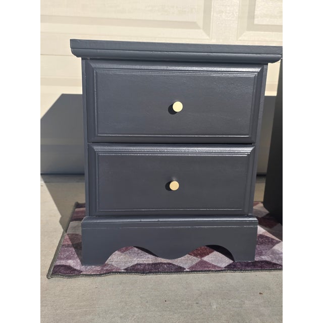 Modern Moody Dark Nighstands Pair - Vintage For Sale - Image 3 of 9