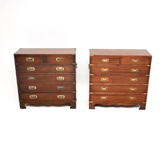 Antique Military Campaign Chest of Drawers, 1930 For Sale - Image 10 of 11