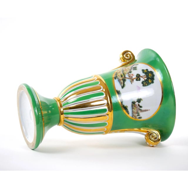 Pair Antique Paris Porcelain Parcel Gilt and Hand Painted Vases For Sale - Image 11 of 13