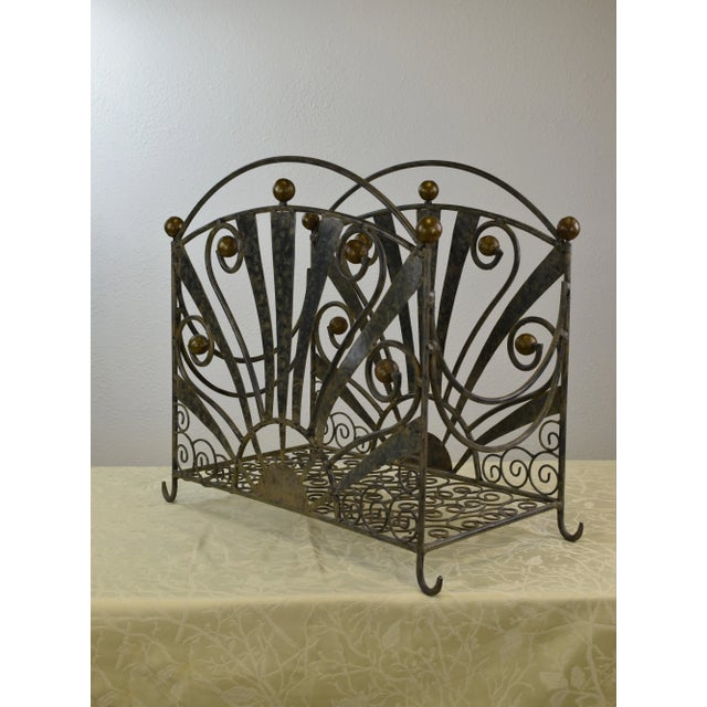 2000s Hand-Forged Indoor Wrought Iron Firewood Storage For Sale - Image 6 of 9