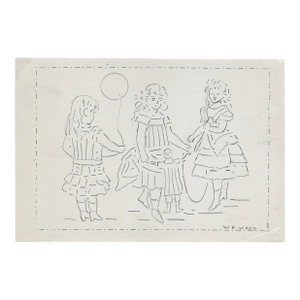 1943 Drawing of Three Girls by William Wood