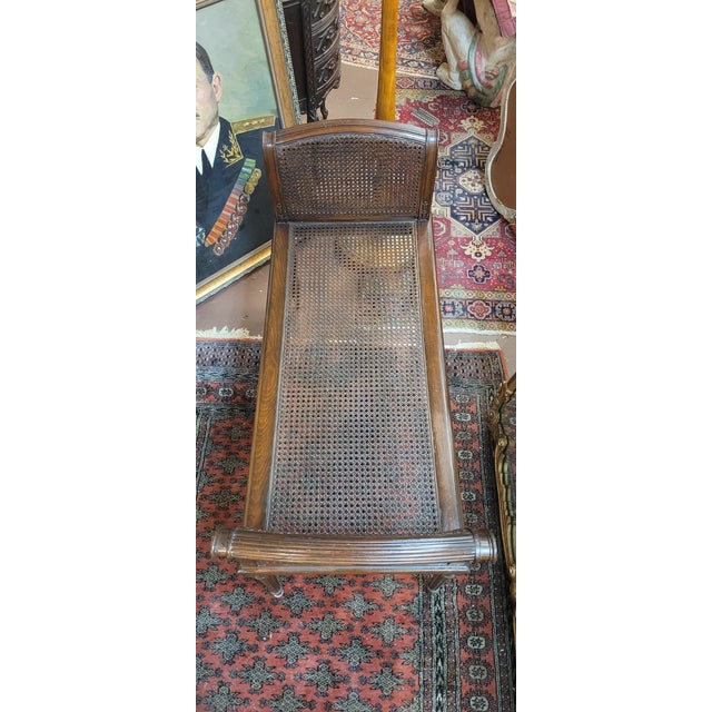 Wood Antique Georgian Style Cane Window Bench For Sale - Image 7 of 13