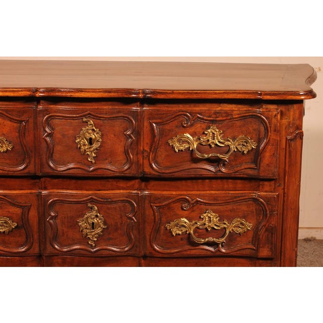 18th Century Louis XV Walnut Crossbow Chest of Drawers For Sale - Image 3 of 15