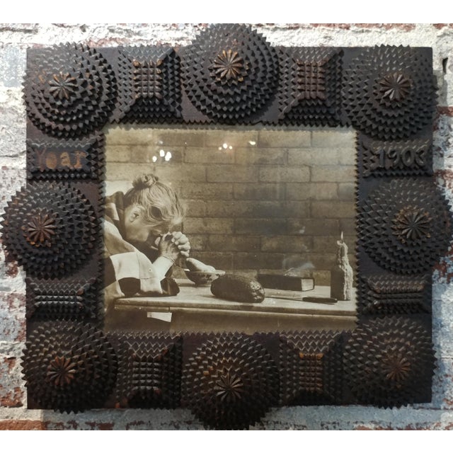 1903 Antique Tramp Art Wooden Picture Frame Chairish