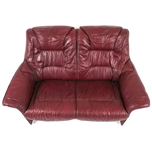 Mid-Century Modern Mid Century Modern Scandinavian Leather Loveseat / Sofa For Sale - Image 3 of 8