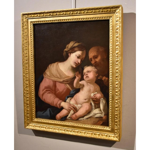 Circle of Domenico Piola, Holy Family, 1660, Oil on Canvas, Framed For Sale - Image 6 of 15