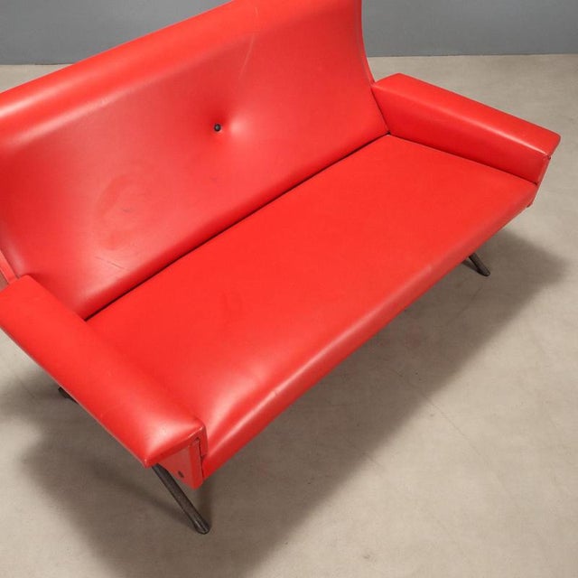 Vintage Sofa in Red Skai, 1960s For Sale - Image 10 of 13
