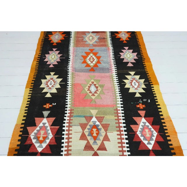 Tribal Anatolian Turkish Kilim Rug-4′2″ × 10′5″ For Sale - Image 3 of 13