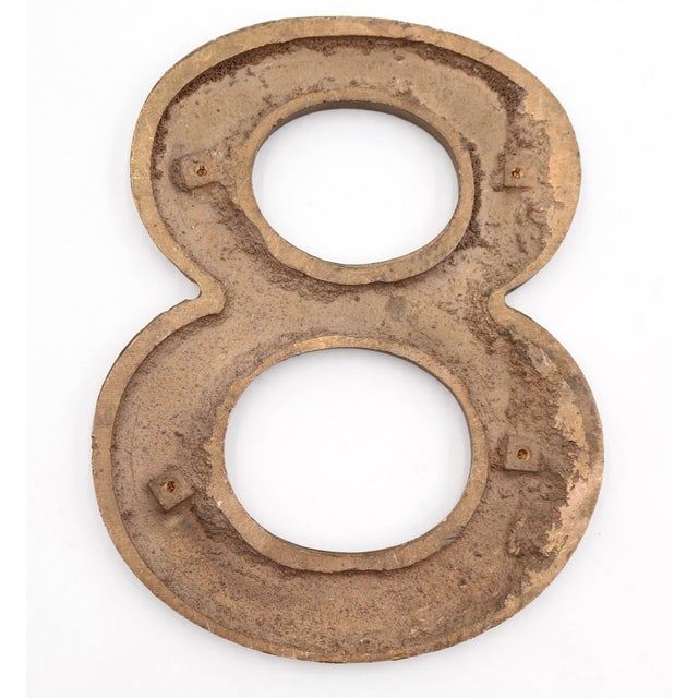 Traditional Vintage 8.312 In. Cast Brass Sign Number 8 For Sale - Image 3 of 3