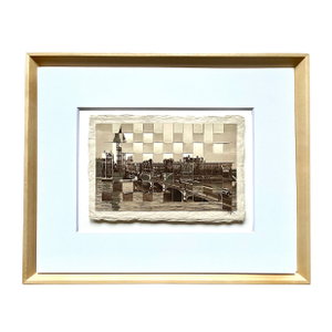 Big Ben, London - Hand Cut & Woven Vintage Photo Postcards, Framed