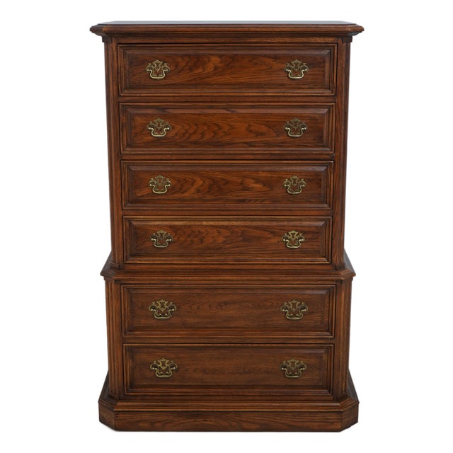 Thomasville Oak 6 Drawer High Chest For Sale