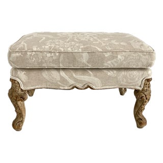 Louis XV Style Damask Ottoman For Sale