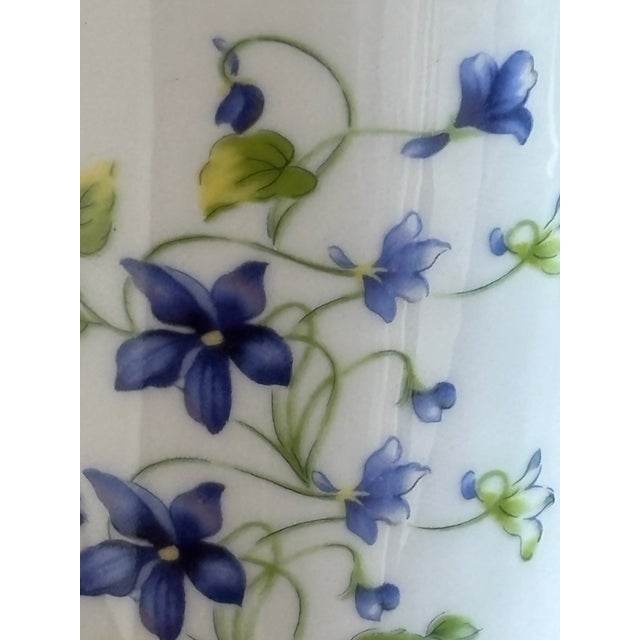 Vintage Porcelain Trumpet Vase W/ Blue Bellflower Motif For Sale - Image 10 of 18