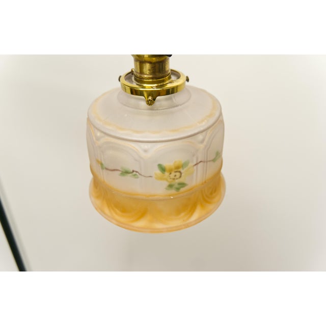 Wrought Iron Floor Lamp With Glass Shade For Sale - Image 4 of 9