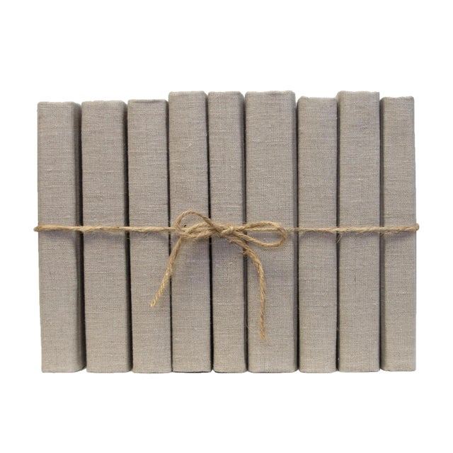 Booth & Williams Decorative Books - Khaki Linen Wrapped Book Bundle - 1 Foot of Tan Books For Sale - Image 4 of 4