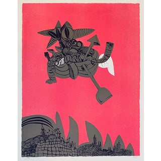Naftali Bezem, Israeli Surrealist Judaica Abstract Lithograph Naftali Bezem For Sale