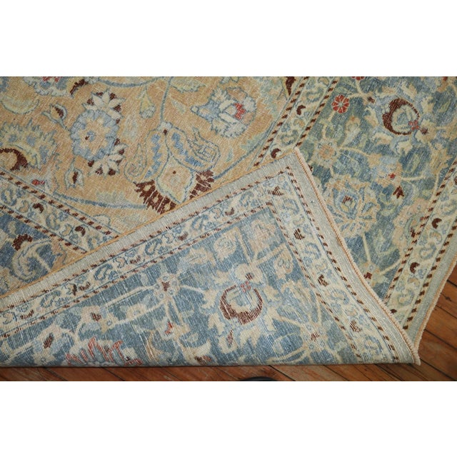 Persian Meshed Beige Blue Teal Antique Rug - 10' x 13' For Sale - Image 4 of 12