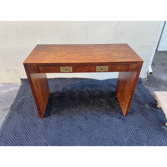 Campaign Late 20th Century Henredon Campaign Desk or Console Table For Sale - Image 3 of 12