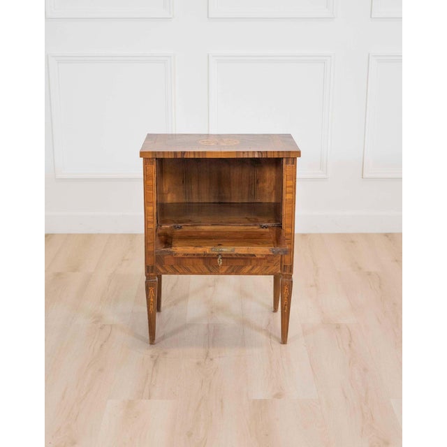 Brown 19th Century Walnut Bedside Table/nightstand, Louis XVI Style For Sale - Image 8 of 11