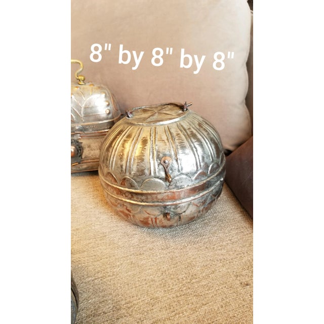 Collection of Three Antique Silvered Copper Boxes For Sale - Image 4 of 13