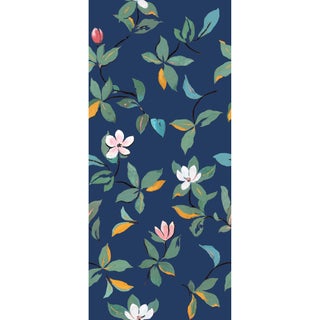 Large Scale, Magnolias Wallpaper by Paule Marrot in Midnight Blue For Sale