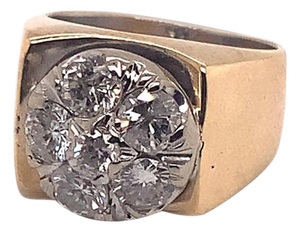 Diamond Ring Unisex 14 Karat Yellow and White Gold 1.10 TCW Certified