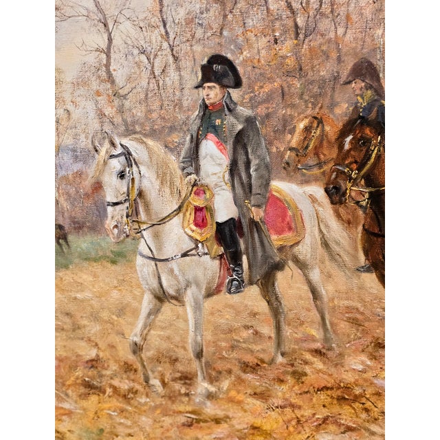 Raymond Desvarreux-Larpenteur -Napoleon on Horseback Accompanied by His Officers-Oil Painting For Sale In Los Angeles - Image 6 of 11