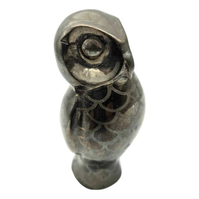 Mid 20th Century Brass Owl Paper Weight For Sale