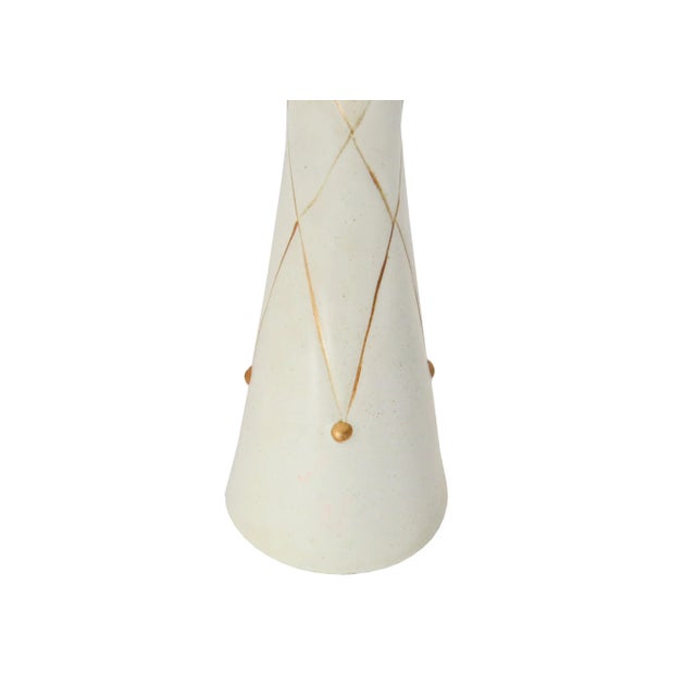 1950s 1950s Hand-Painted Ceramic Table Lamp With Faux Cork Shade For Sale - Image 5 of 11