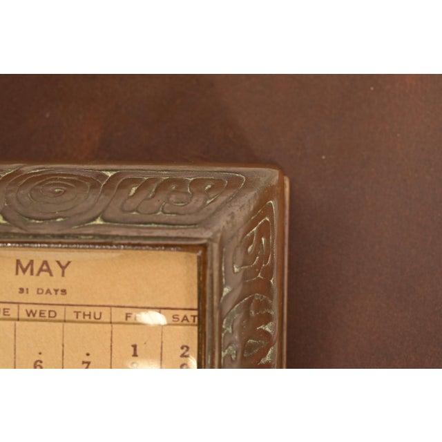 Metal Tiffany Studios New York Zodiac Pattern Bronze Desk Calendar Holder or Picture Frame For Sale - Image 7 of 16