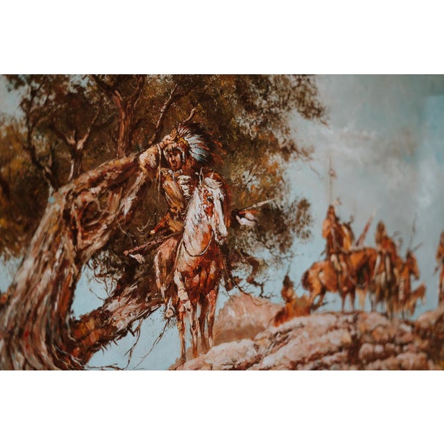 Wood 1950s Original Rex Dawson Western Oil Painting For Sale - Image 7 of 8