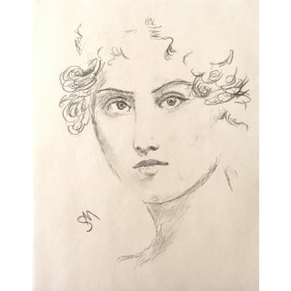 “Drawing, Face of a Woman” Contemporary Charcoal Drawing by Sarah Myers For Sale