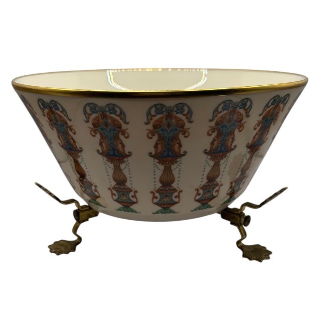 Vintage 1970’s Lenox “Lido" Pattern Salad Bowl and Stand With Salt and Pepper Mill - A Set of 4 For Sale In Birmingham - Image 6 of 12