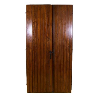 Rustic Pine Double Slatted Door with Hardware For Sale