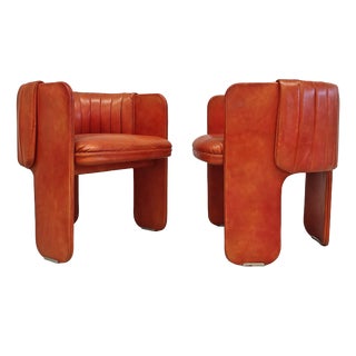Leather Dinette Tub Chairs by Luigi Massoni for Poltrona Frau, 1970s, Set of 2 For Sale