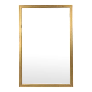 Mid Century Modern Rectangular Wall Mirror With Blonde Wood Frame For Sale