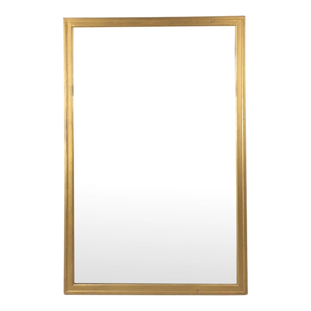Mid Century Modern Rectangular Wall Mirror With Blonde Wood Frame For Sale