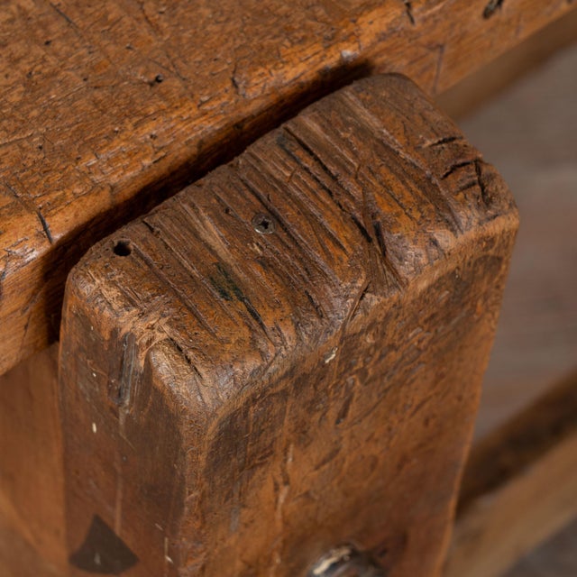 Antique French Rustic Carpenter's Workbench Console Table For Sale - Image 10 of 18