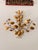 Vintage Italian Glass 1950s Pair of Gilt Tole Candle Sconces With Glass Flowers For Sale - Image 4 of 8