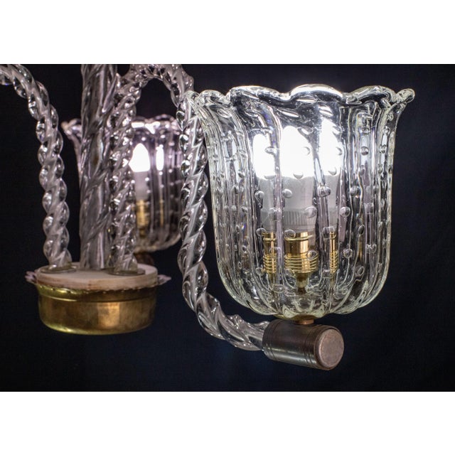 1940s Ercole Barovier Art Deco Chandelier, "Bullicante" Glass Murano, 1940s For Sale - Image 5 of 11