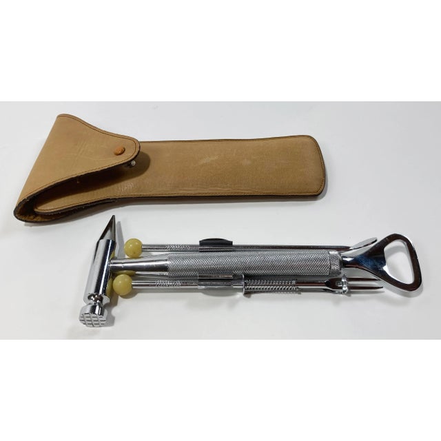 Mid-Century Modern Vintage Loewe 1848 Bar Tools With Leather Pouch For Sale - Image 3 of 9
