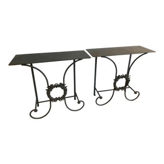 Classic Iron Console Tables - A Pair For Sale