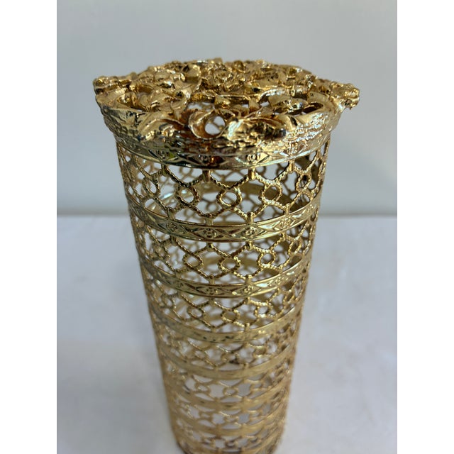 Vintage Gold Filigree Bottle Cover For Sale - Image 4 of 9